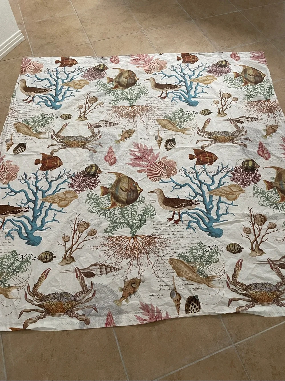 Pottery Barn discontinued Coastal Sea Life shower curtain 72 x 72